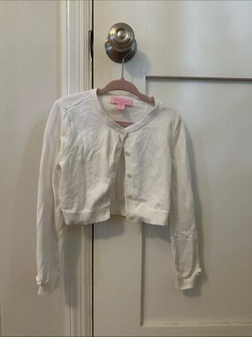 Lilly Pulitzer Girls Small White Button Front Cardigan Sweater